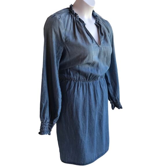 Cloth and Stone Tencel Chambray Ruffled Shirtdress size L Ombre, no belt - Picture 3 of 7